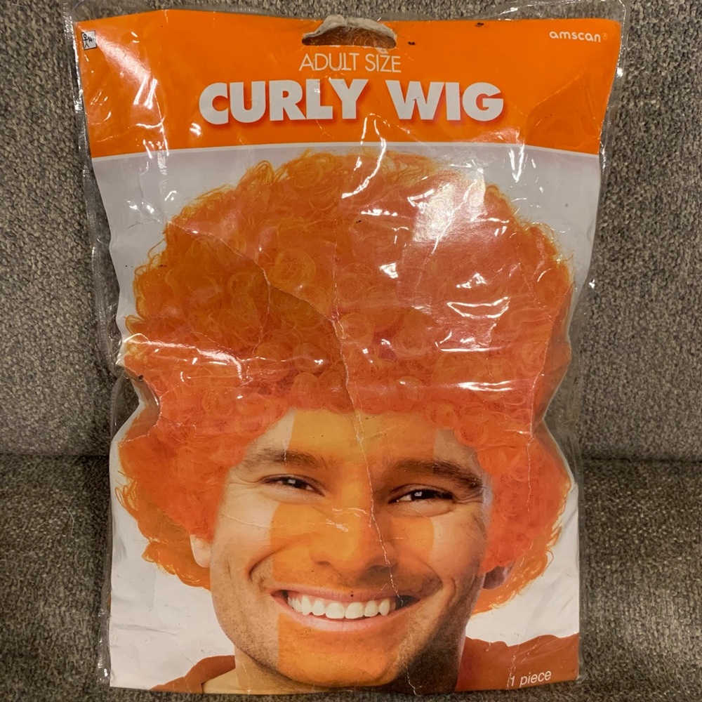 Amscan Adult Curly Wig Orange Halloween Costume